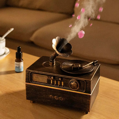 3-in-1 Retro Gramophone Humidifier & Bluetooth Speaker – Vintage Phonograph Essential Oil Diffuser with USB Power & Aromatherapy for Home Office (160ML)