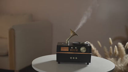 3-in-1 Retro Gramophone Humidifier & Bluetooth Speaker – Vintage Phonograph Essential Oil Diffuser with USB Power & Aromatherapy for Home Office (160ML)